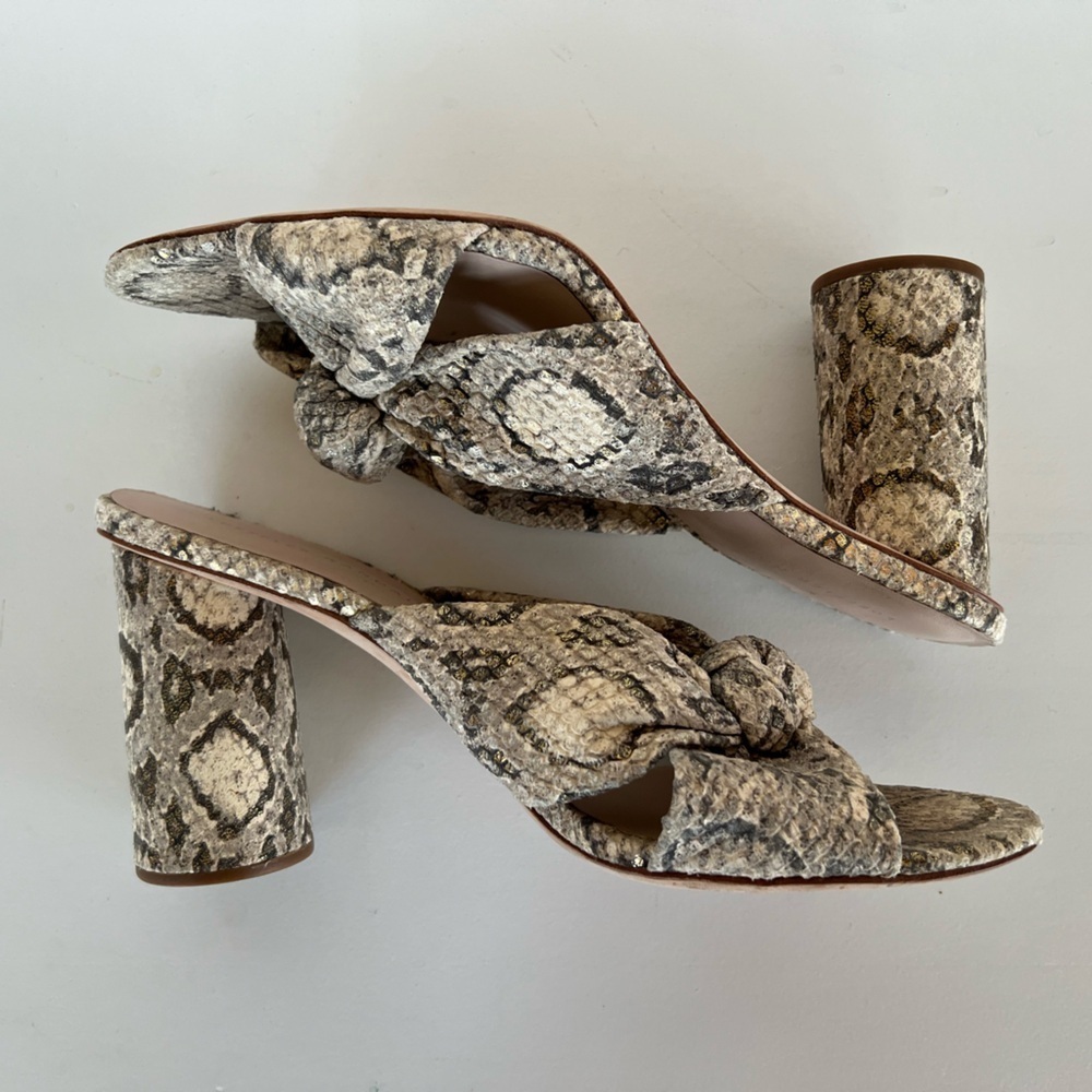 Loeffler Randall Coco High Heel Knot Snakeskin Slide, size 9.5 - Picture 9 of 13